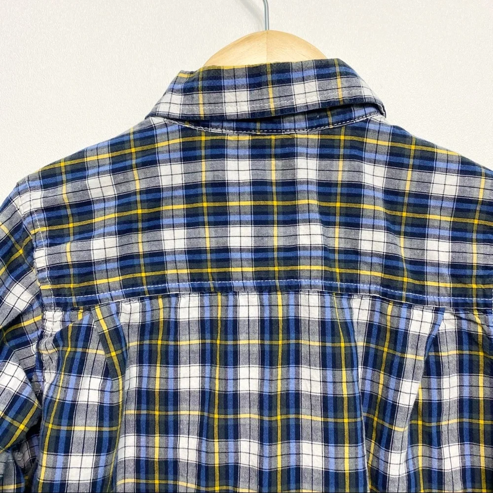 the children's place | plaid navy yellow button down shirt 4t